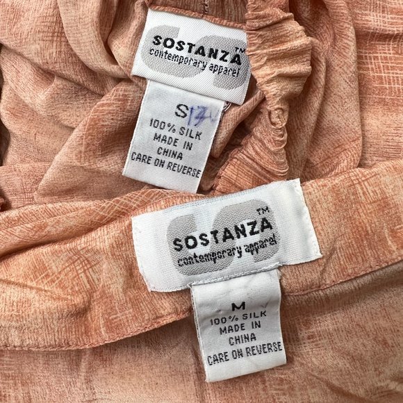 Vintage 100% Silk Matching Set Pants Short Sleeve Button Up Shirt Light Coastal - Picture 3 of 5